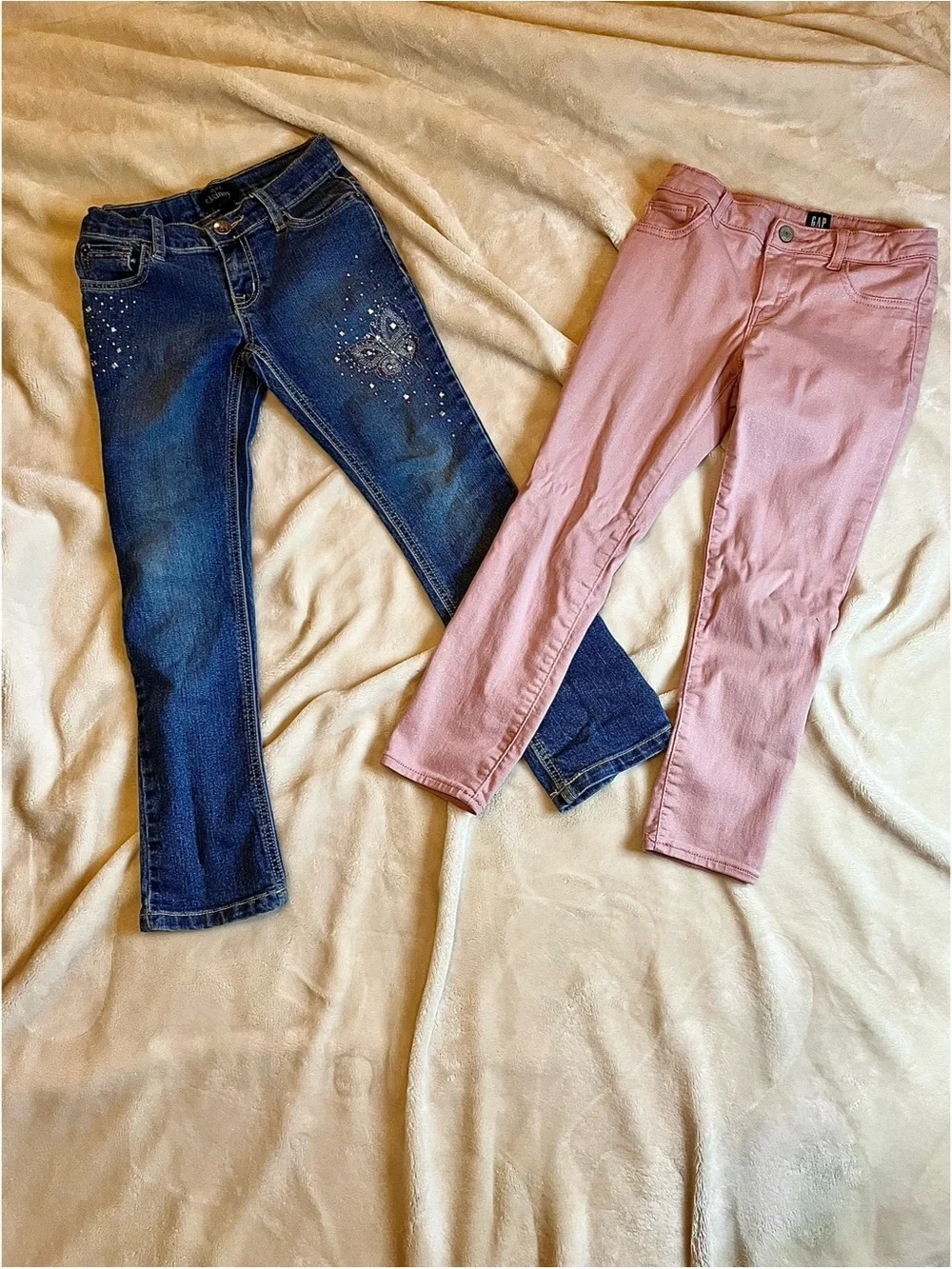 Girls Size 8 Jeans Lot 2 Pairs Gap Pink Skinny Childrens Place Skinny Blue